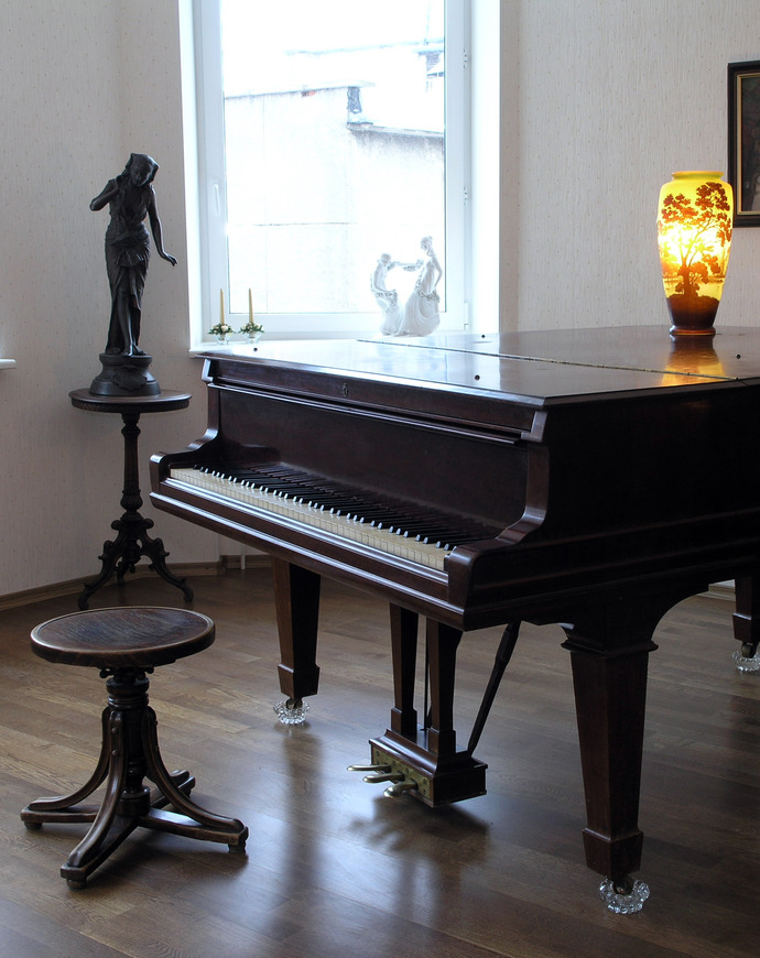 Black Grand Piano in Modern Home